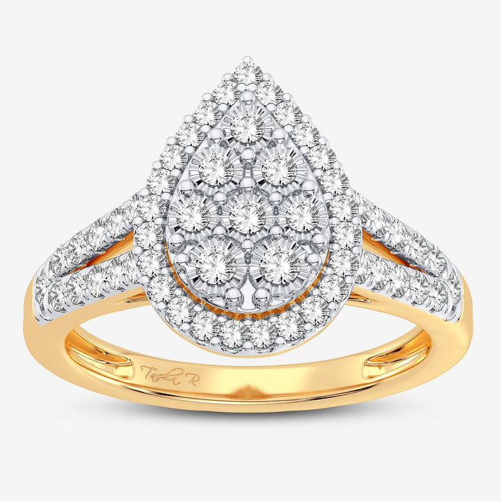 Chic 10k Yellow Gold Lab Diamond Womens Fashion Ring 0.50CT