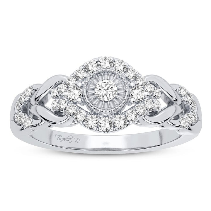 Chic 10k White Gold Lab Diamond Womens Fashion Ring