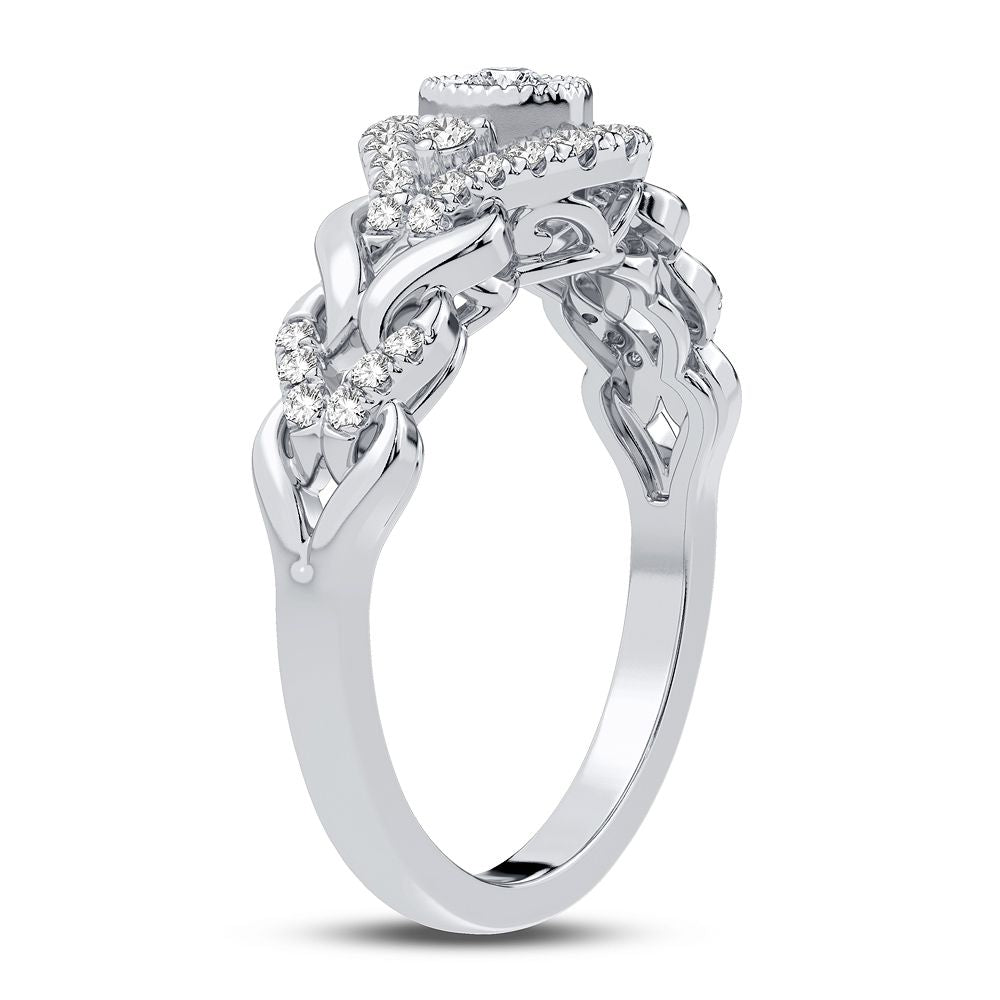 Chic 10k White Gold Lab Diamond Womens Fashion Ring
