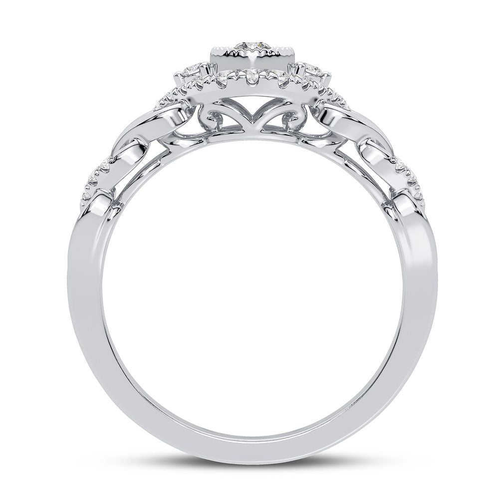 Chic 10k White Gold Lab Diamond Womens Fashion Ring