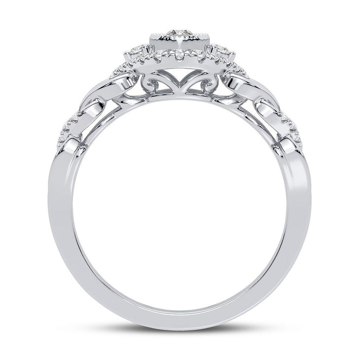 Chic 10k White Gold Lab Diamond Womens Fashion Ring