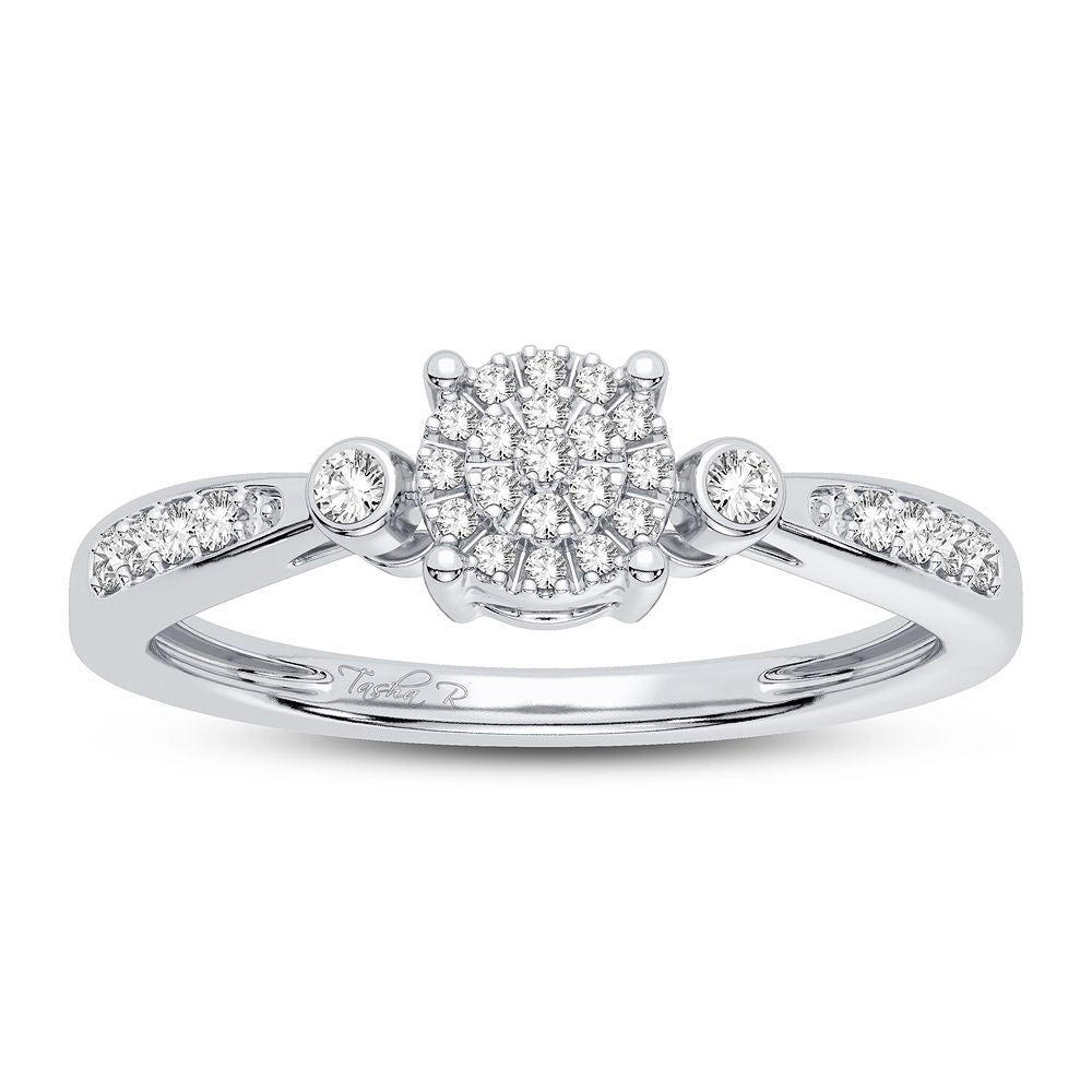 Chic 10k White Gold Lab Diamond Fashion Ring for Women