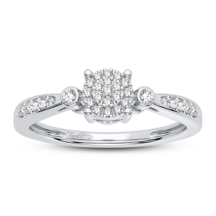 Chic 10k White Gold Lab Diamond Fashion Ring for Women