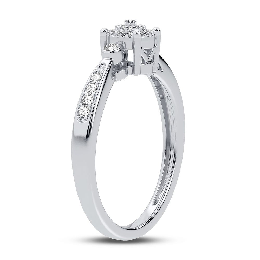 Chic 10k White Gold Lab Diamond Fashion Ring for Women
