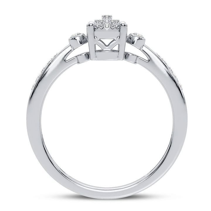 Chic 10k White Gold Lab Diamond Fashion Ring for Women