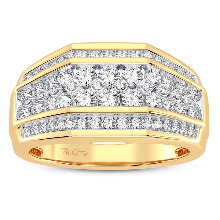 Bold 14K Yellow Gold 1CT Lab Diamond Mens Ring