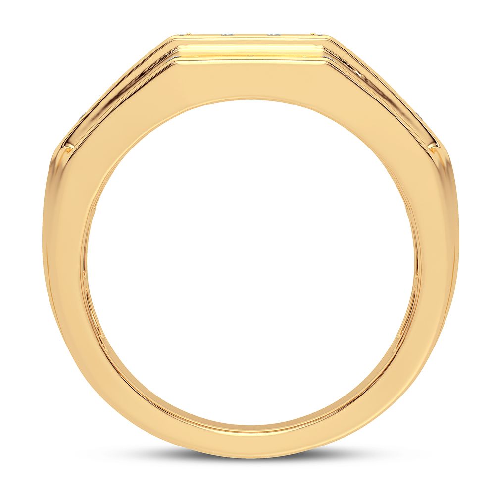 Bold 14K Yellow Gold 1CT Lab Diamond Mens Ring
