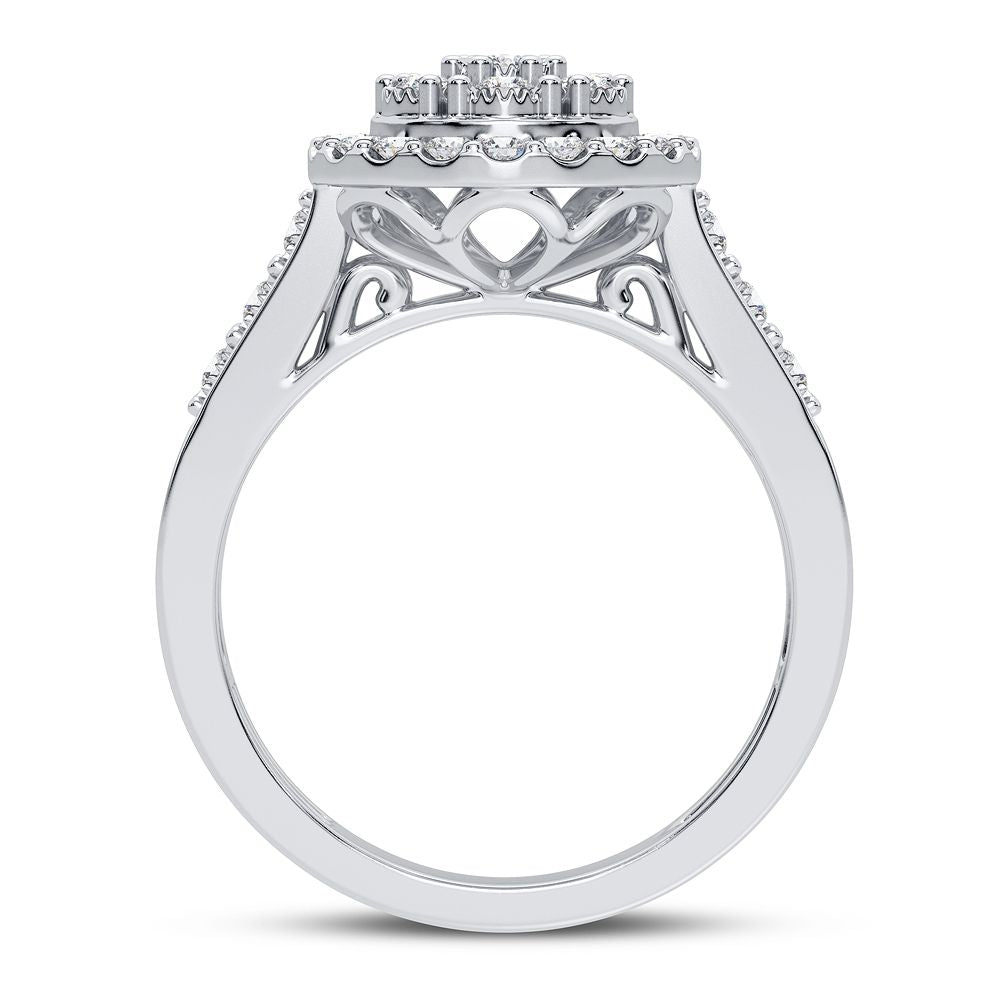 Chic 10k White Gold Lab Diamond Fashion Ring - 0.50CT Sparkle