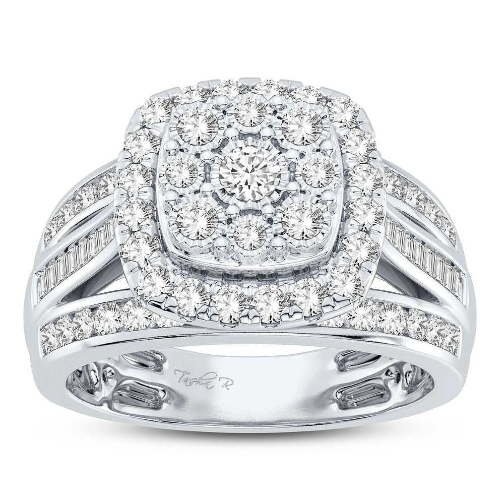 Chic 10k White Gold 1CT Lab Diamond Womens Fashion Ring