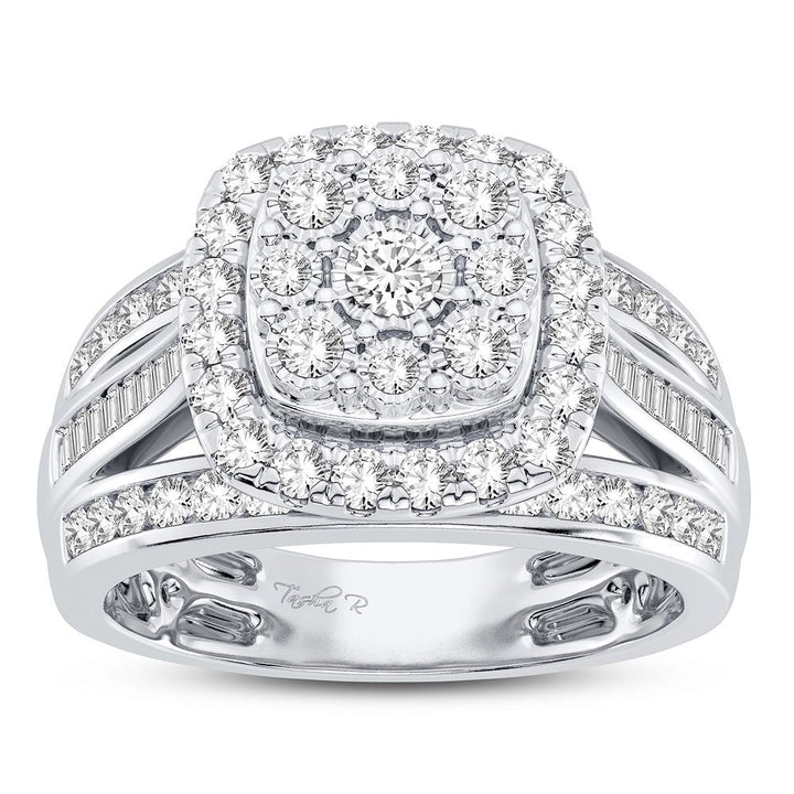 Chic 10k White Gold 1CT Lab Diamond Womens Fashion Ring