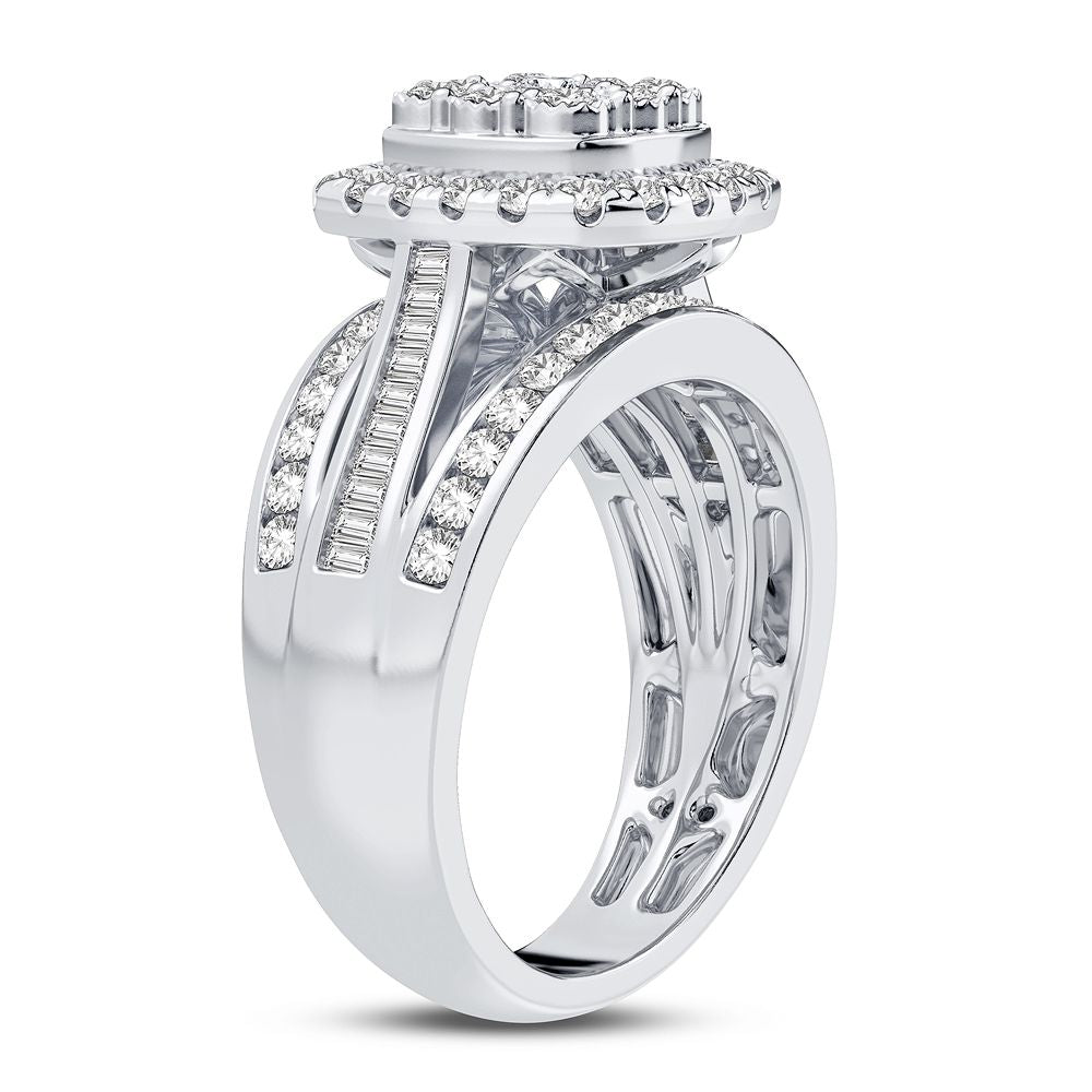 Chic 10k White Gold 1CT Lab Diamond Womens Fashion Ring