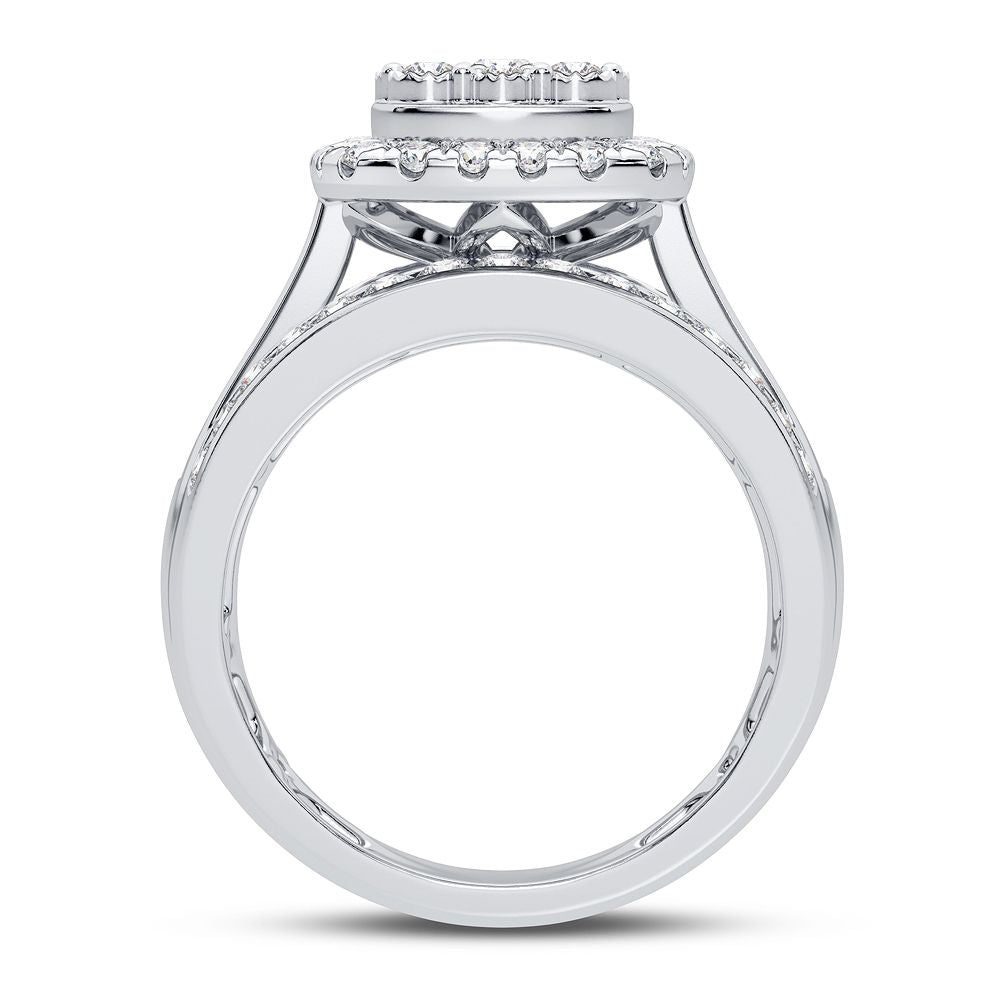 Chic 10k White Gold 1CT Lab Diamond Womens Fashion Ring