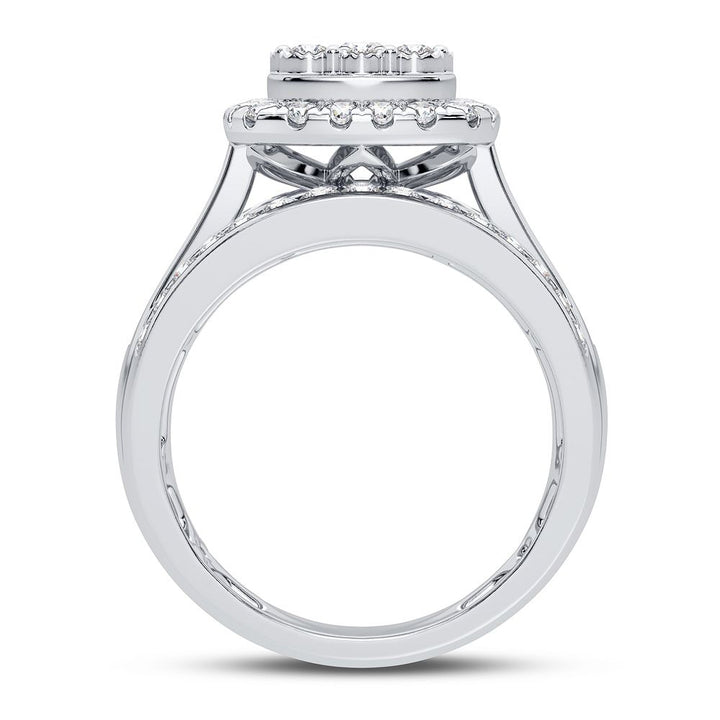 Chic 10k White Gold 1CT Lab Diamond Womens Fashion Ring