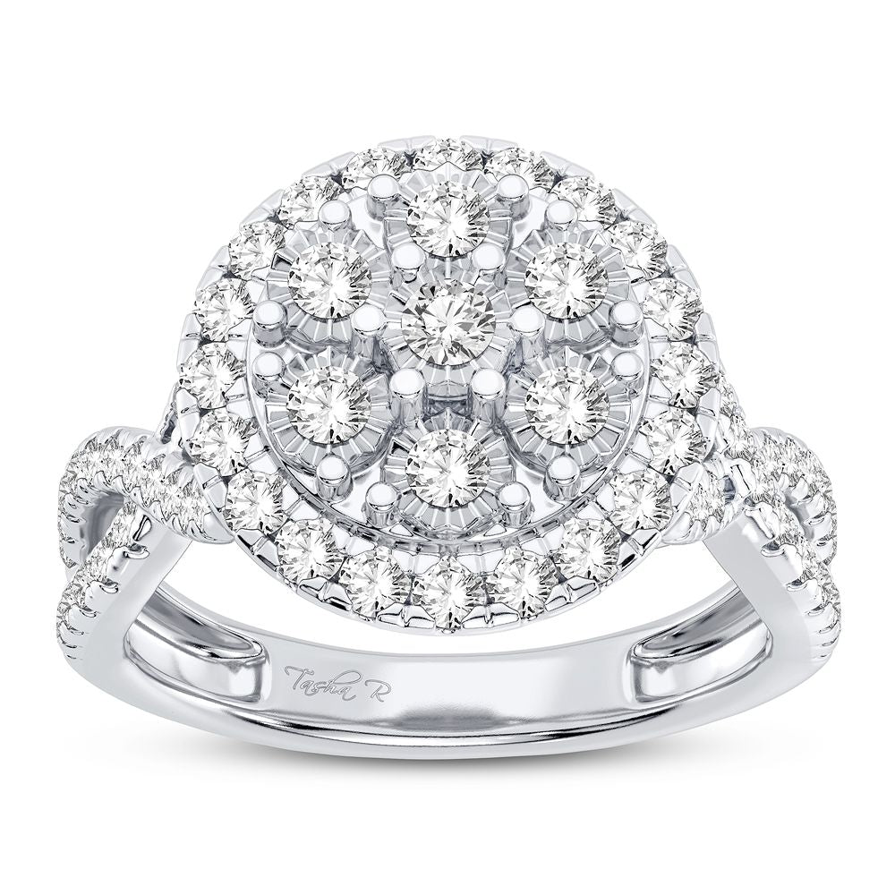 Chic 10k White Gold 1CT Lab Diamond Womens Fashion Ring