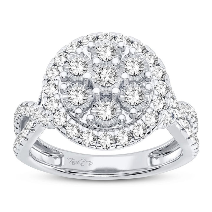 Chic 10k White Gold 1CT Lab Diamond Womens Fashion Ring