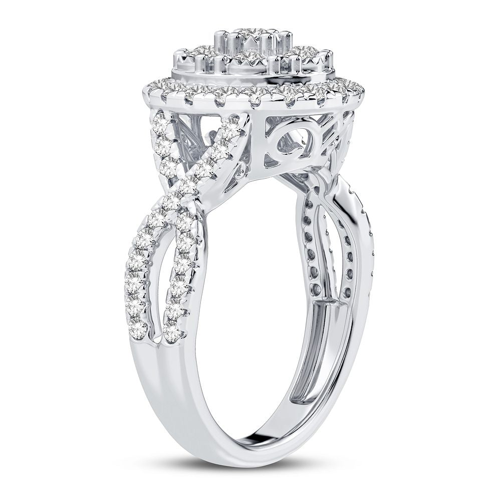 Chic 10k White Gold 1CT Lab Diamond Womens Fashion Ring