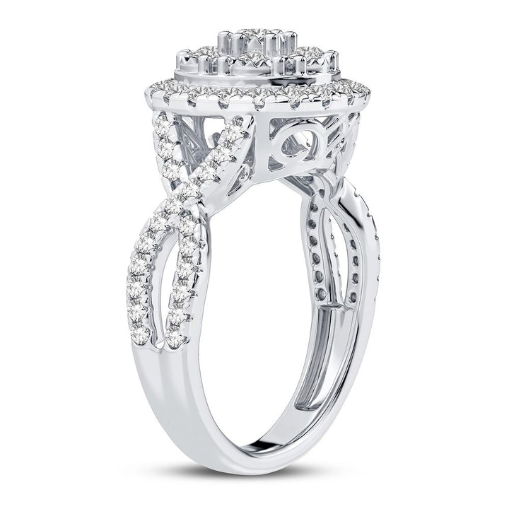 Chic 10k White Gold 1CT Lab Diamond Womens Fashion Ring