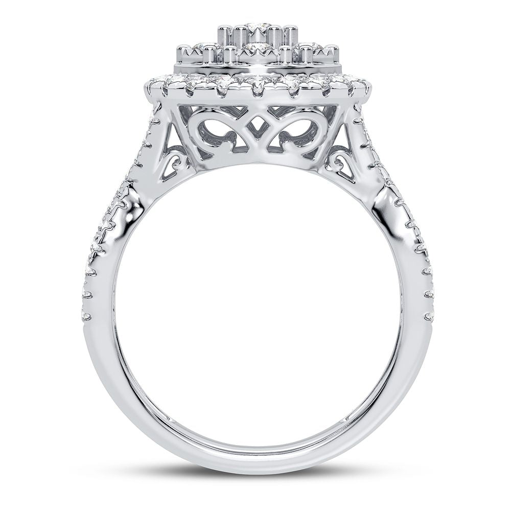 Chic 10k White Gold 1CT Lab Diamond Womens Fashion Ring