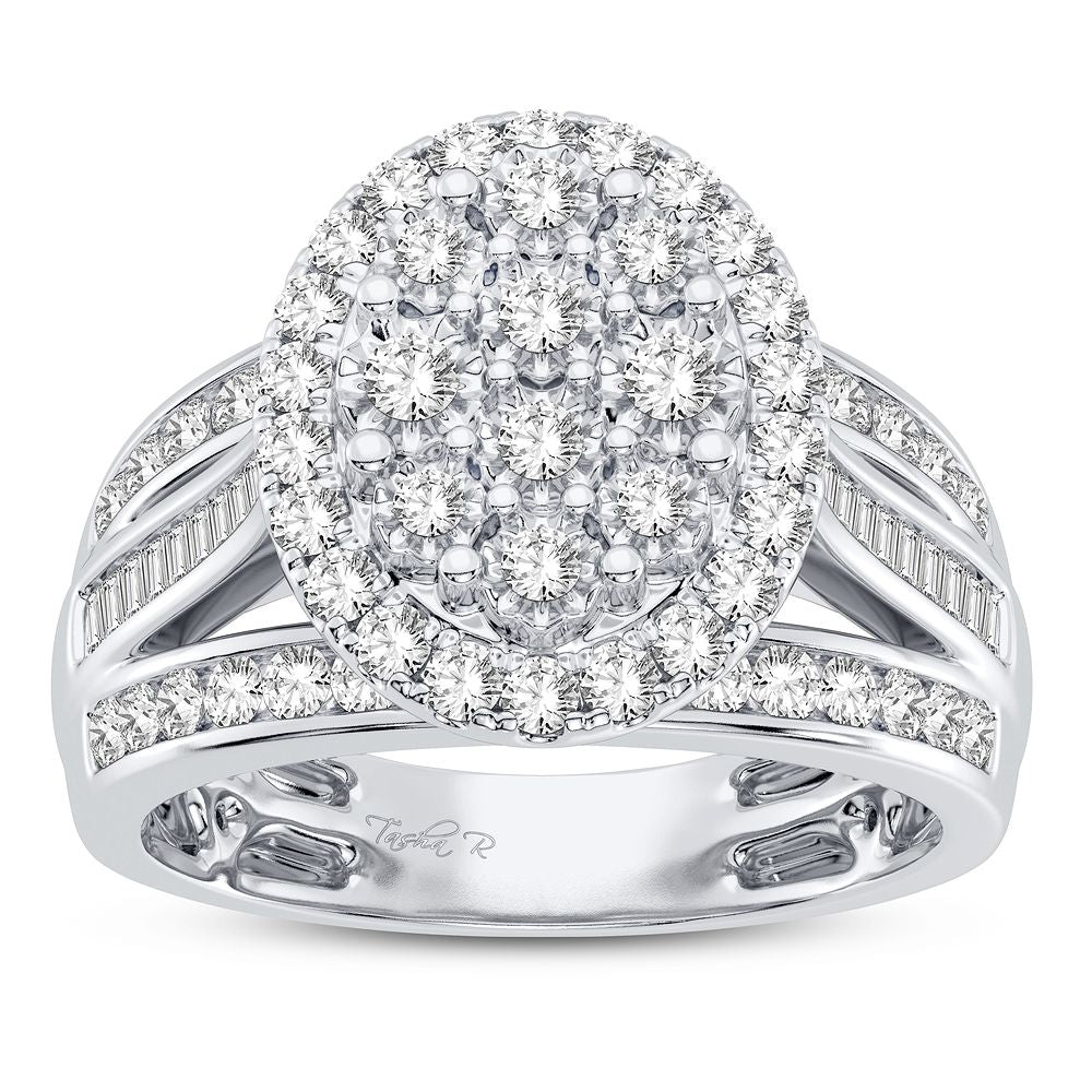 Chic 10k White Gold 1CT Lab Diamond Womens Fashion Ring