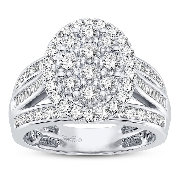 Chic 10k White Gold 1CT Lab Diamond Womens Fashion Ring