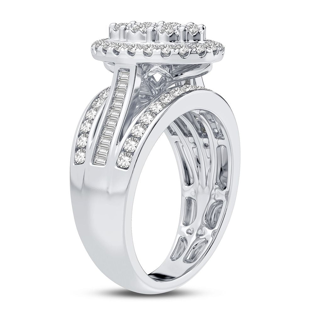 Chic 10k White Gold 1CT Lab Diamond Womens Fashion Ring