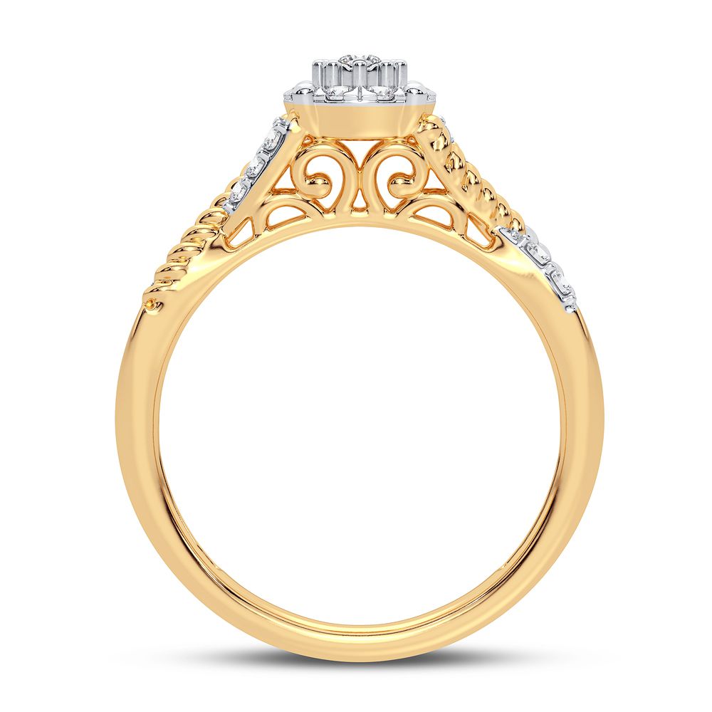 Chic 10k Yellow Gold 0.25CT Lab Diamond Womens Fashion Ring
