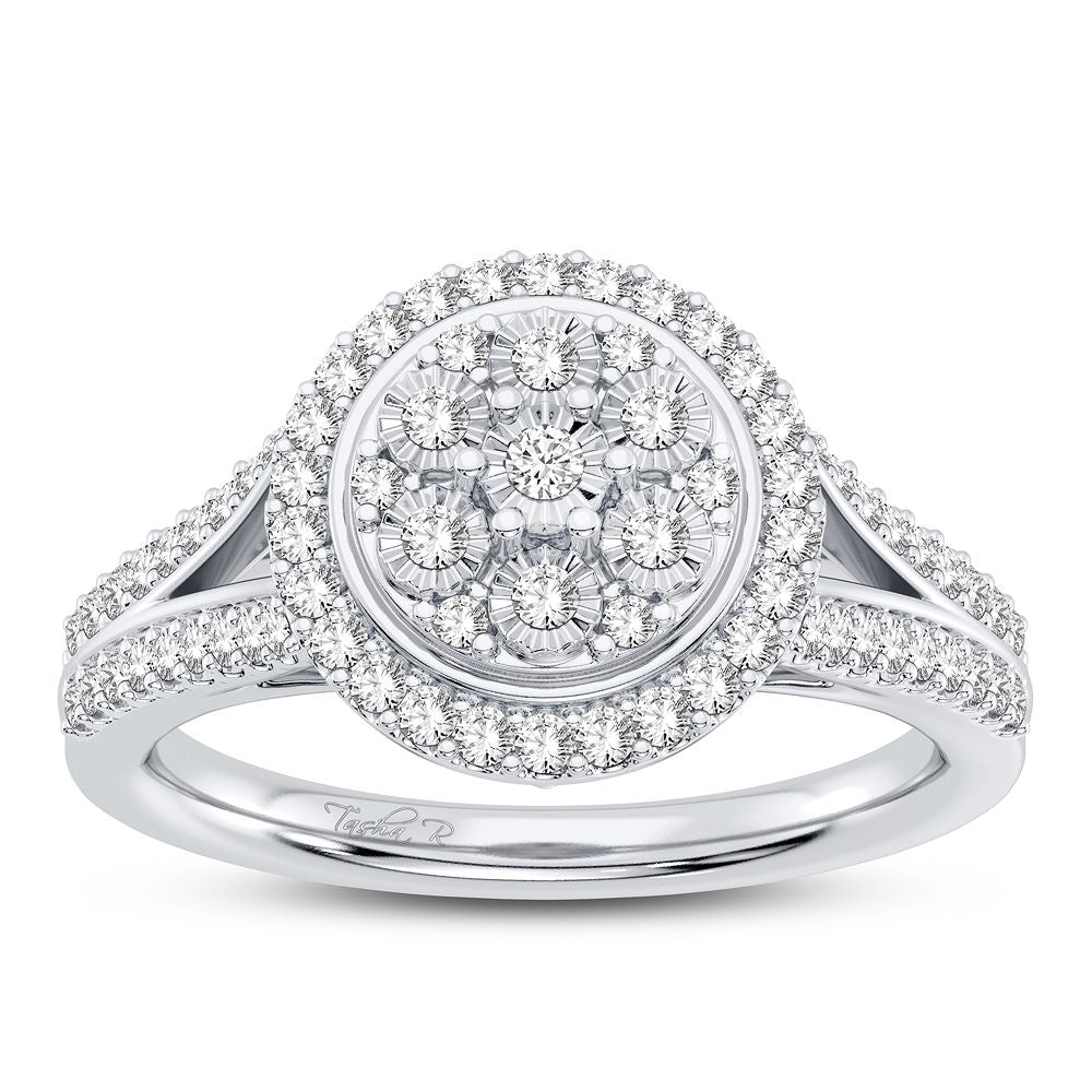 Chic 10k White Gold Lab Diamond Fashion Ring for Her