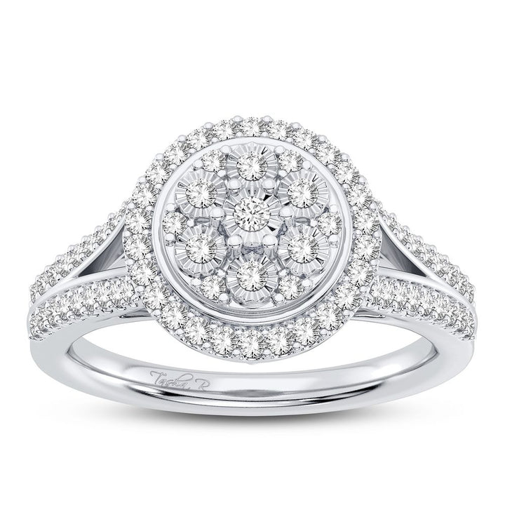 Chic 10k White Gold Lab Diamond Fashion Ring for Her