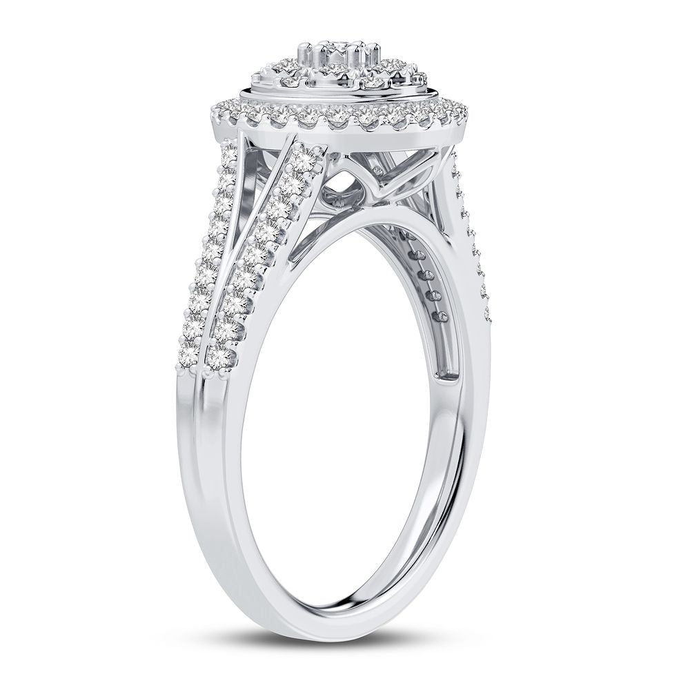 Chic 10k White Gold Lab Diamond Fashion Ring for Her