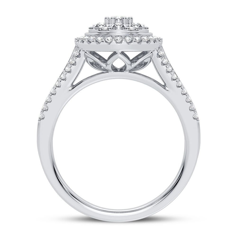 Chic 10k White Gold Lab Diamond Fashion Ring for Her