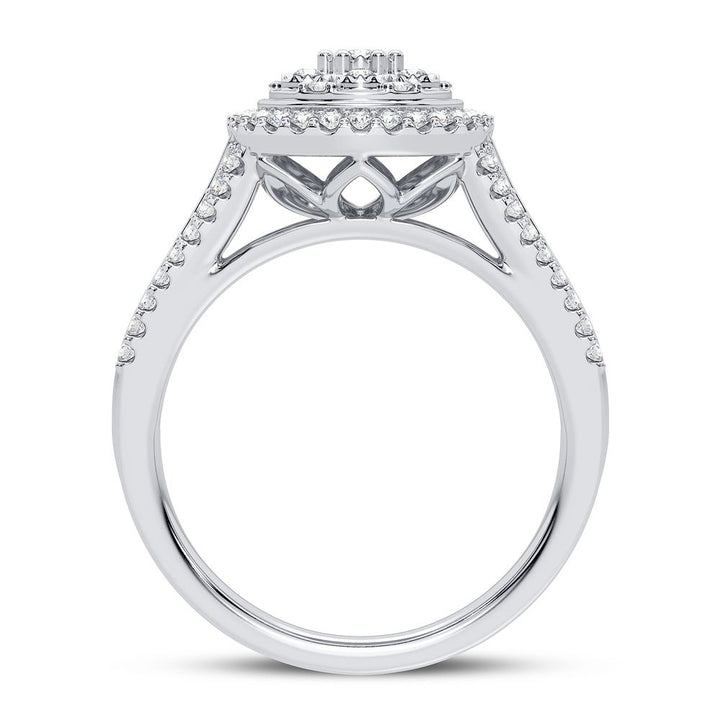 Chic 10k White Gold Lab Diamond Fashion Ring for Her