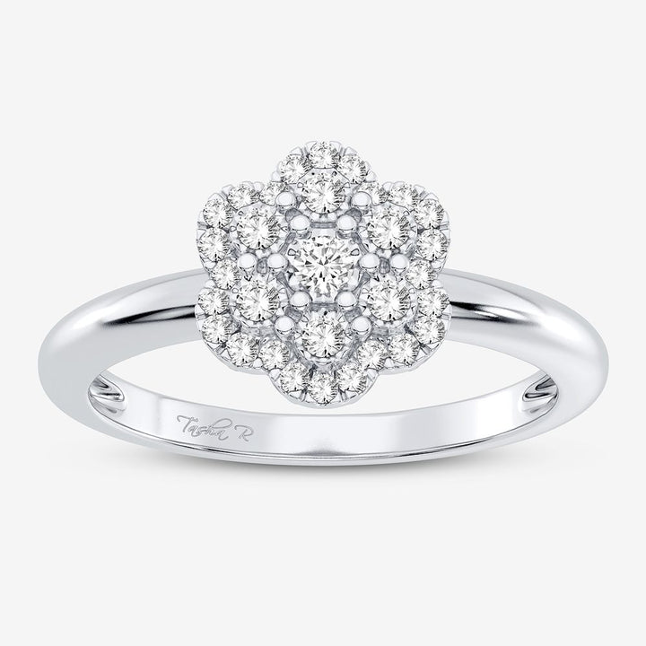 Chic 10k White Gold Lab Diamond Fashion Ring for Her