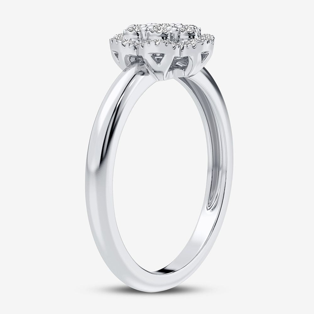 Chic 10k White Gold Lab Diamond Fashion Ring for Her
