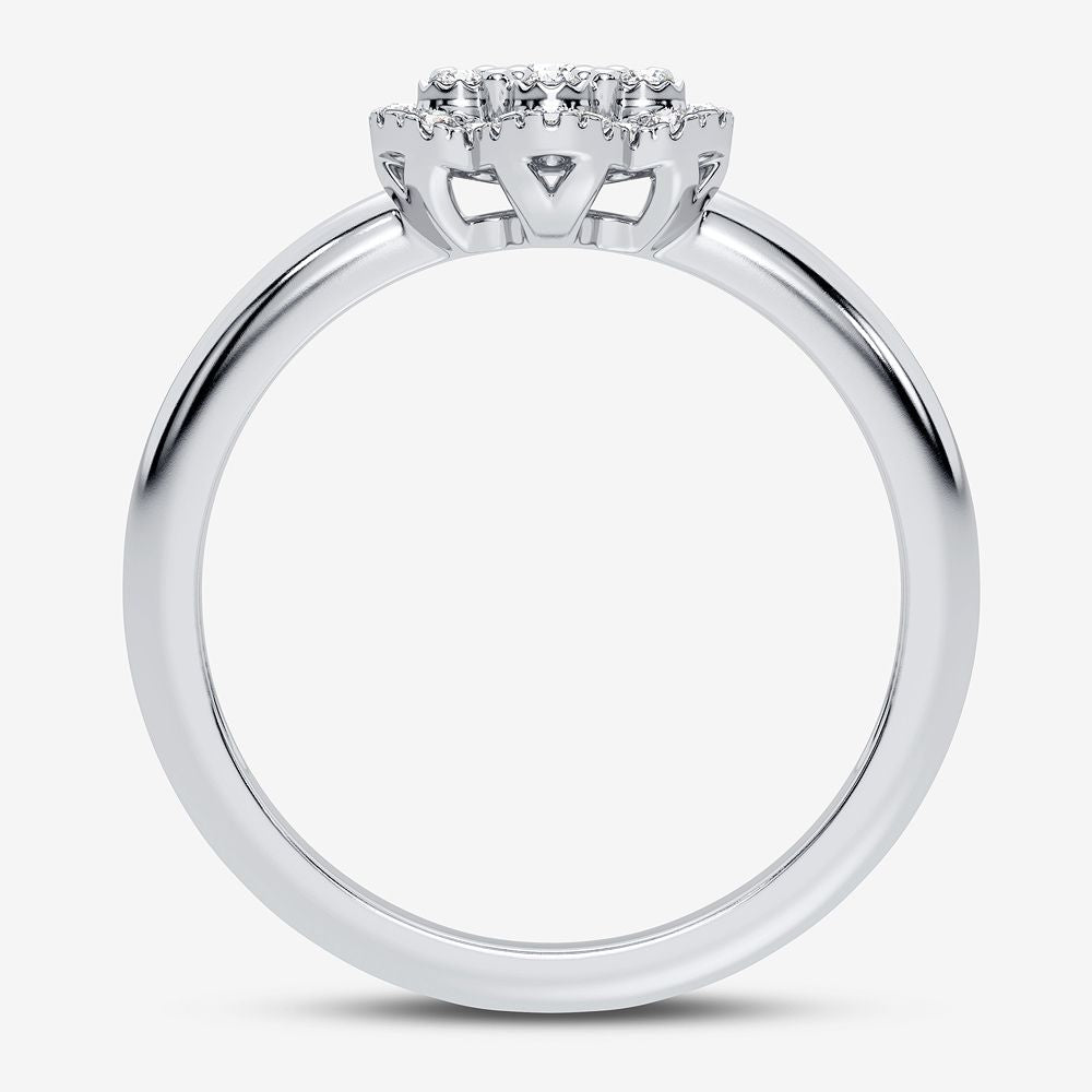 Chic 10k White Gold Lab Diamond Fashion Ring for Her