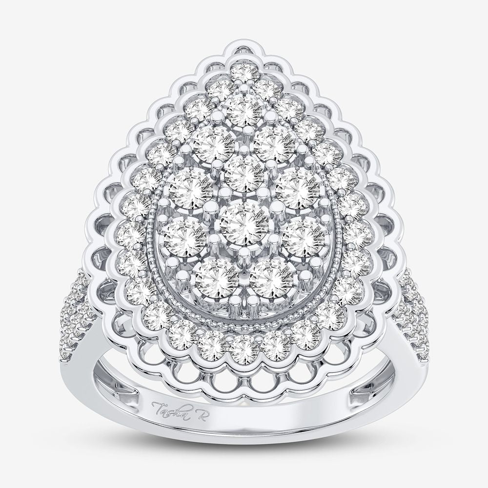 Chic 10k White Gold 1CT Lab Diamond Womens Fashion Ring