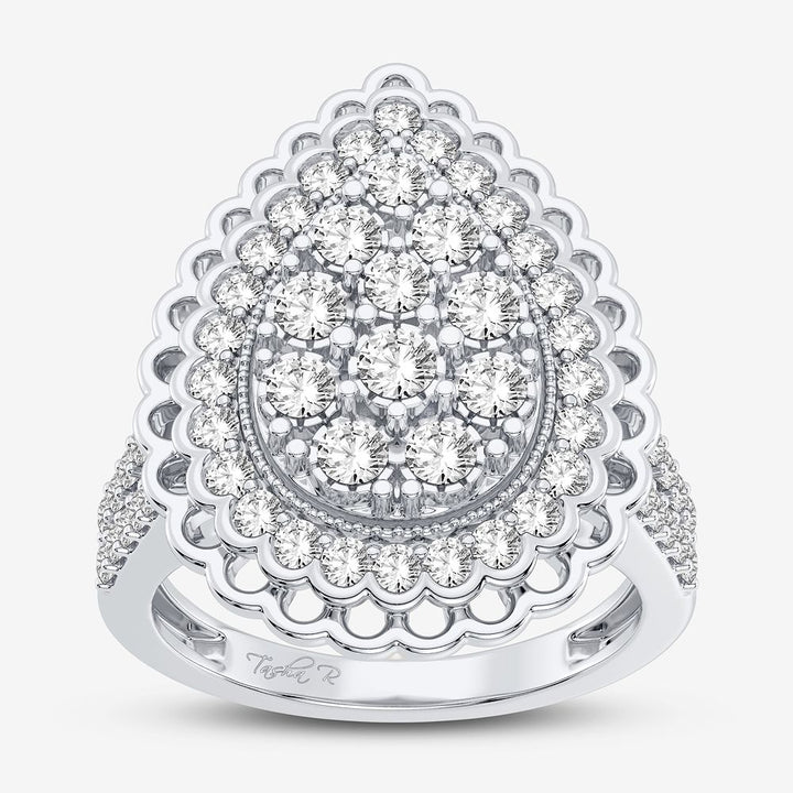 Chic 10k White Gold 1CT Lab Diamond Womens Fashion Ring