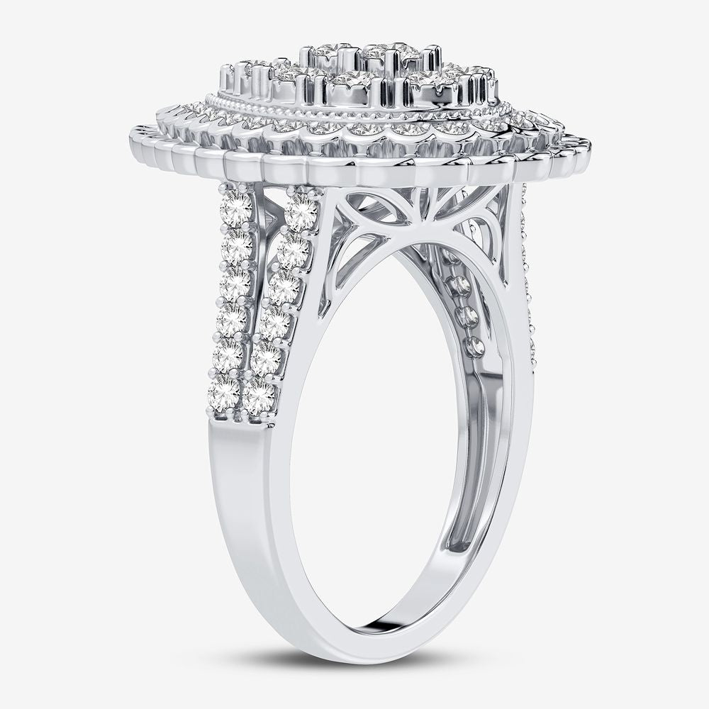 Chic 10k White Gold 1CT Lab Diamond Womens Fashion Ring