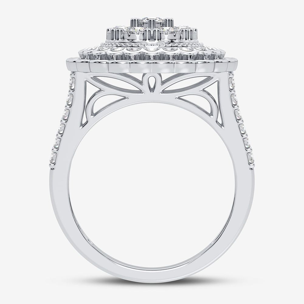 Chic 10k White Gold 1CT Lab Diamond Womens Fashion Ring