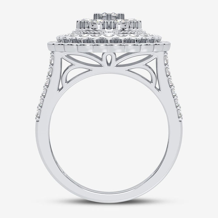 Chic 10k White Gold 1CT Lab Diamond Womens Fashion Ring