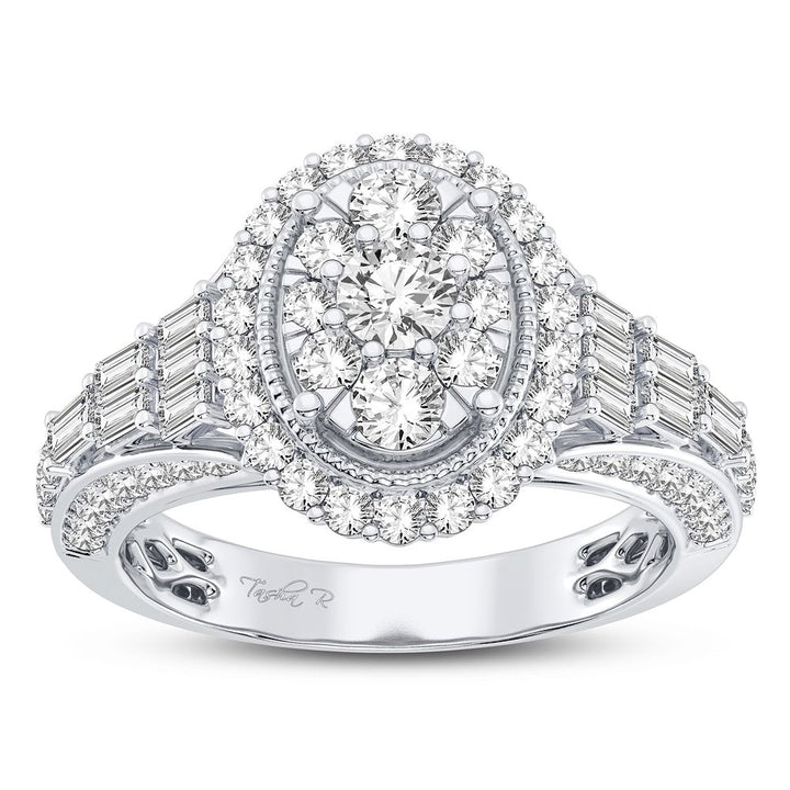 Luminous 14k White Gold Lab Diamond Womens Fashion Ring