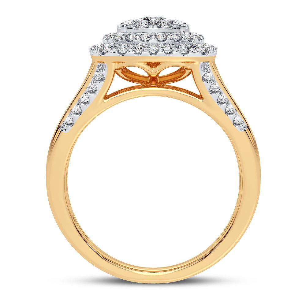 Chic 14K Yellow Gold 1.00CT Lab Diamond Womens Fashion Ring