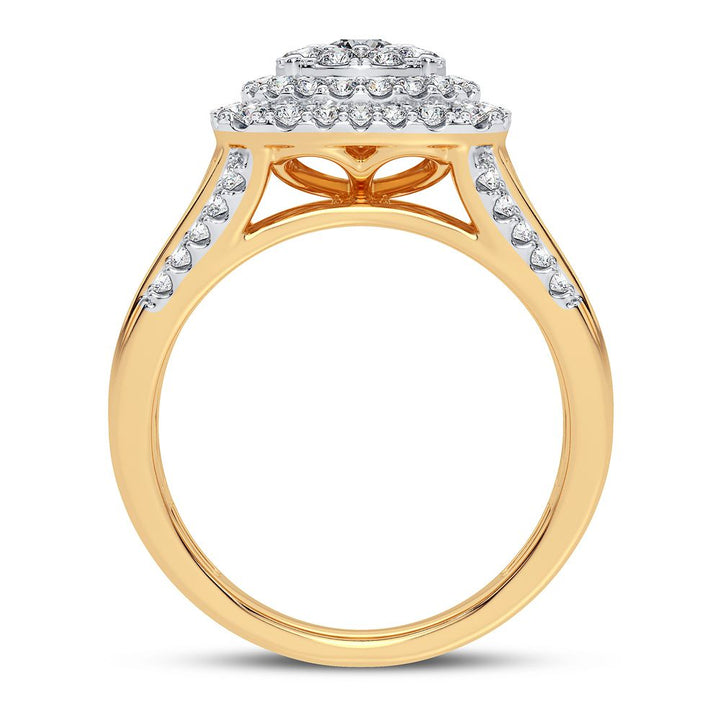 Chic 14K Yellow Gold 1.00CT Lab Diamond Womens Fashion Ring
