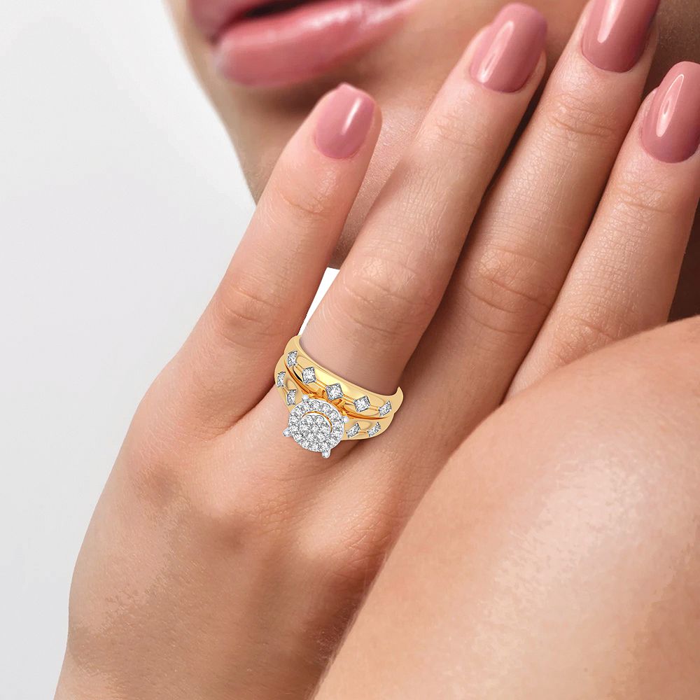 10k Yellow Gold 0.76CT Lab Diamond Trio Wedding Set