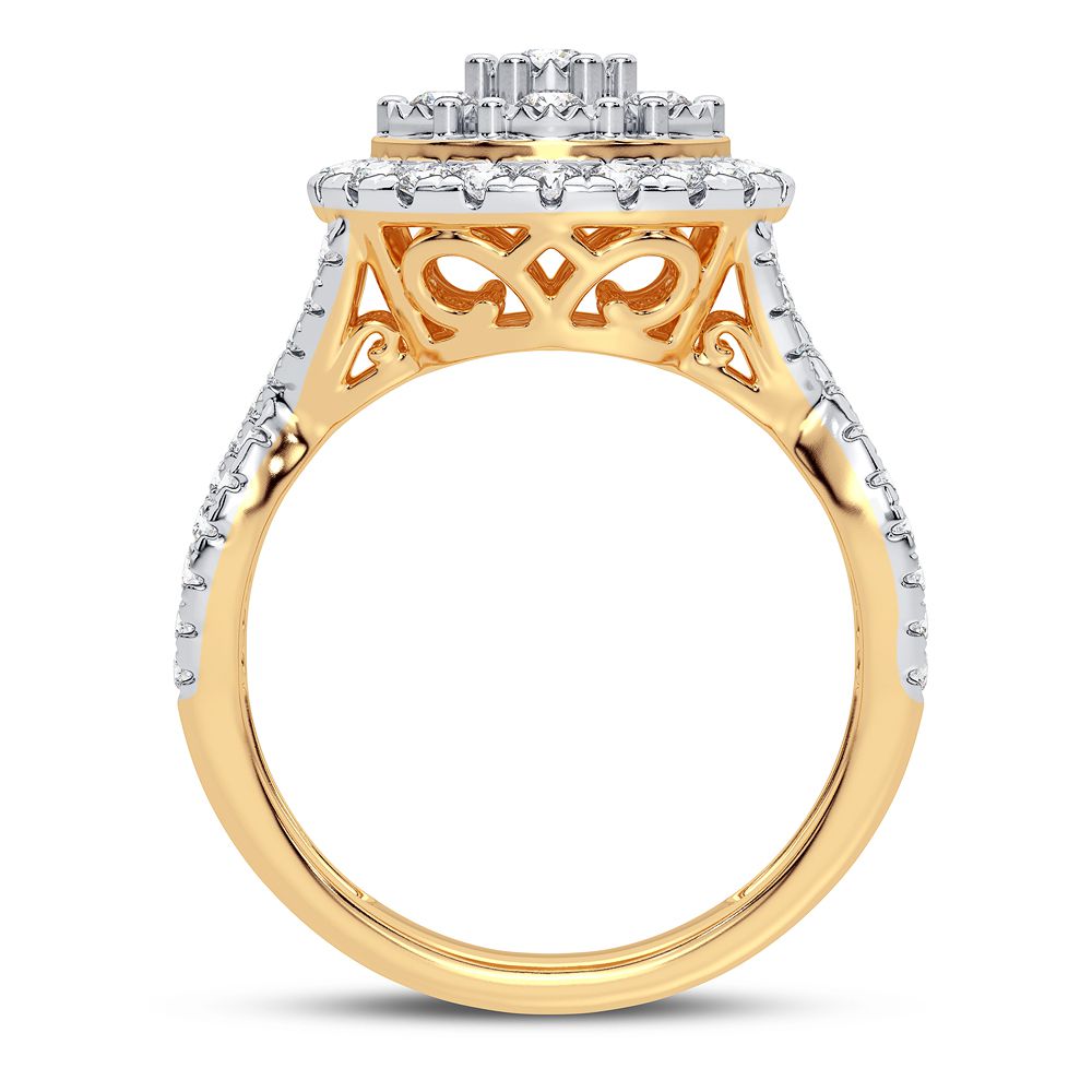 Chic 10k White Gold 1CT Lab Diamond Womens Fashion Ring