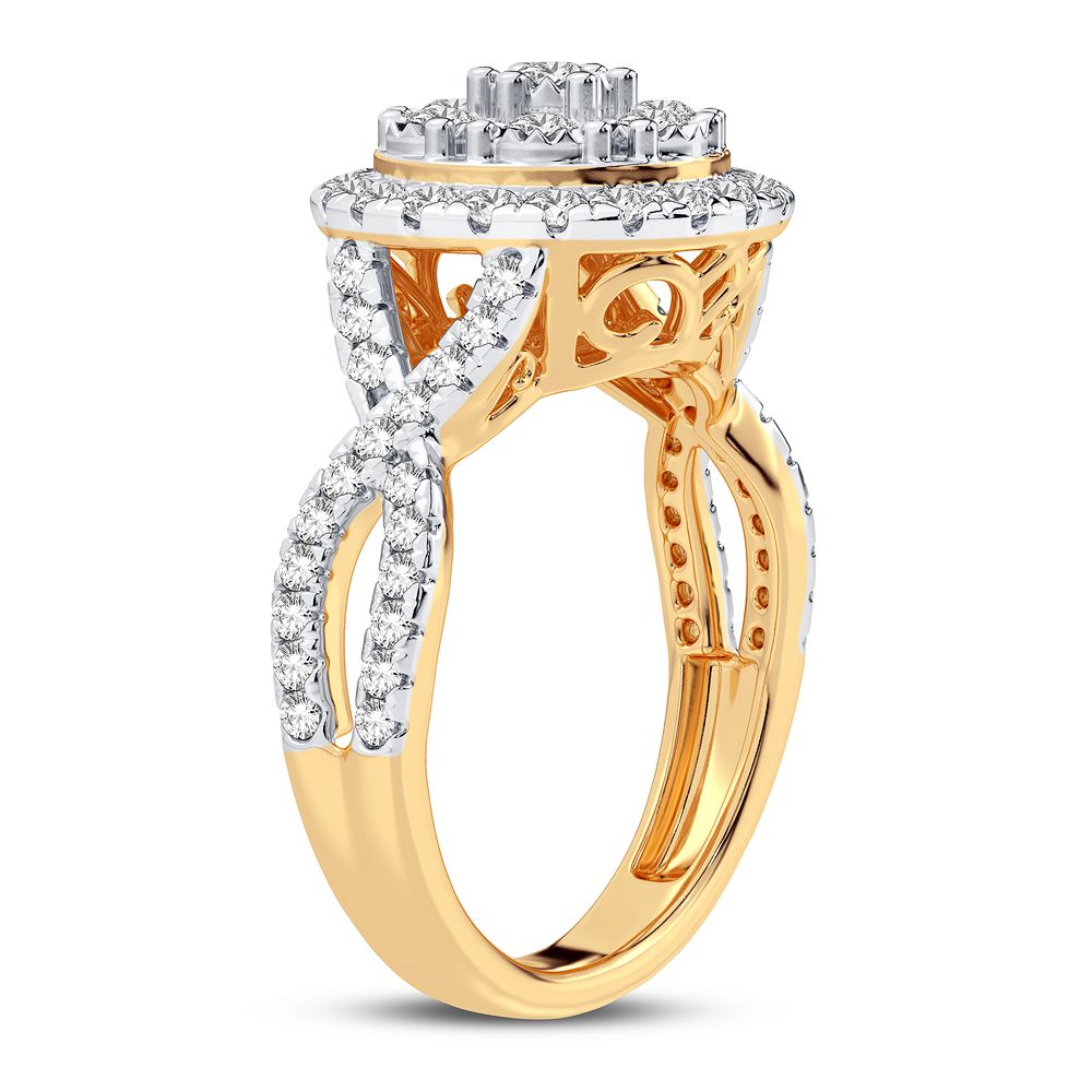 Chic 10k White Gold 1CT Lab Diamond Womens Fashion Ring