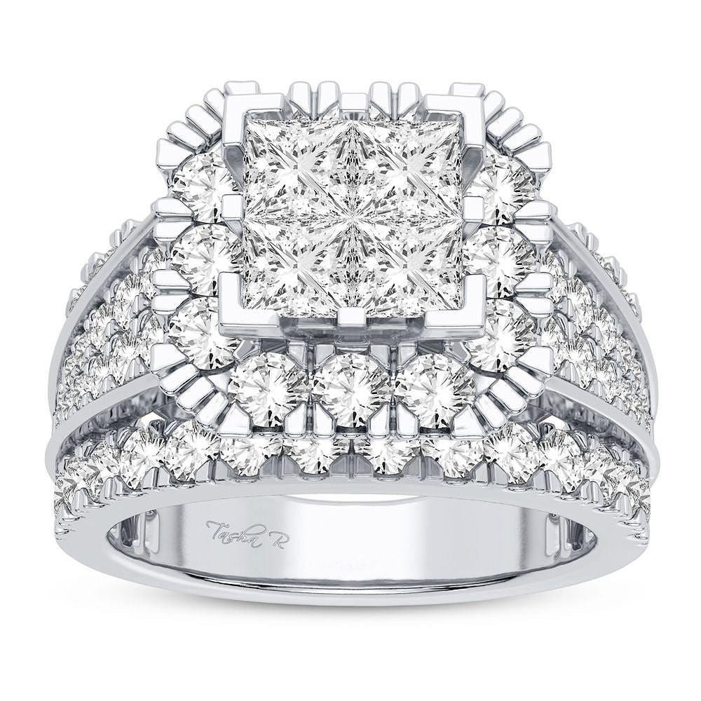 Sparkling 3CT Lab Diamond Bridal Ring in White Gold