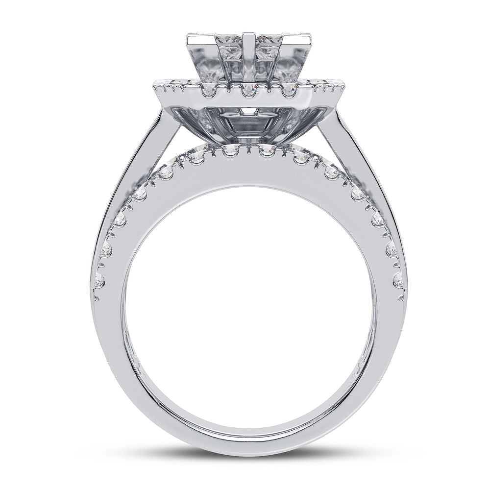 Sparkling 3CT Lab Diamond Bridal Ring in White Gold