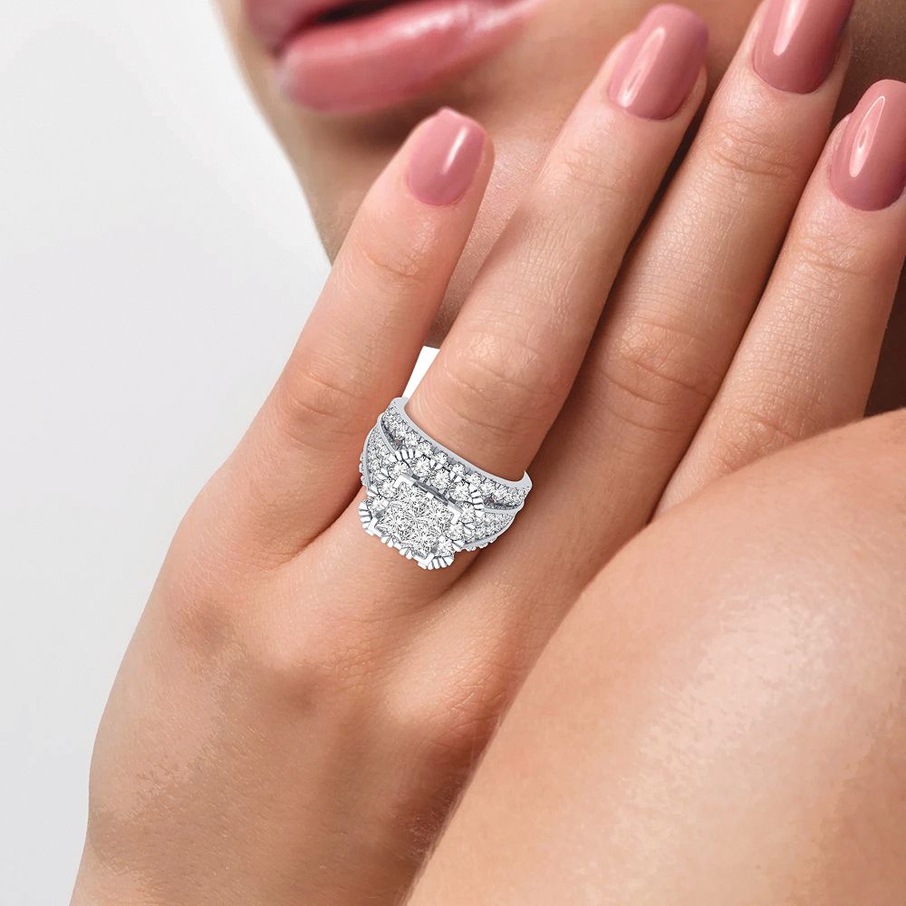 Sparkling 3CT Lab Diamond Bridal Ring in White Gold