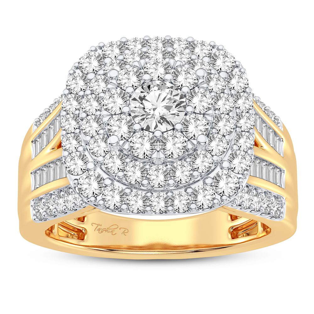 Chic 14K Yellow Gold 1.50CT Lab Diamond Fashion Ring