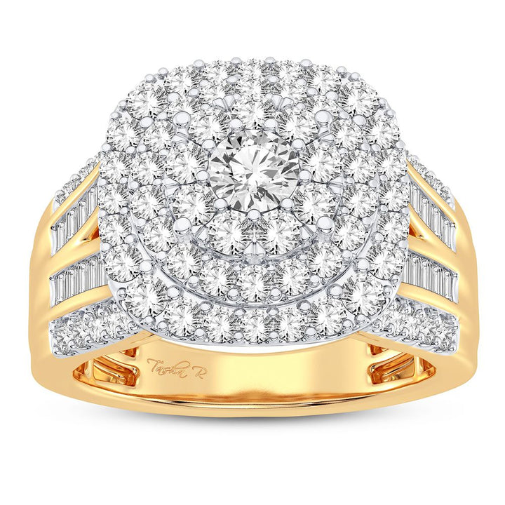 Chic 14K Yellow Gold 1.50CT Lab Diamond Fashion Ring